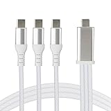 [幕末] 充電ケーブル タイプC 3本 Type C USB Type-C USB-C ナイロン編み ケーブル 3in1 3台 同時 高耐久性 断線防止 1.2m データ伝送 iPhone 16/15/iPad/MacBook Pro、Galaxy S24、iPad、Xperia、Galaxy、Pixelなど 超耐久映像出力不可 (コンセント側:USB-C:ホワイト)