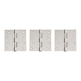 Squareコーナードアヒンジ4インチ× 4、サテンニッケル 3 Pack of Door Hinges シルバー 20-2606