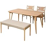 大川家具 天板UV塗装ウォールナット突板ダイニングテーブル・チェア・ベンチ4点セット ナチュラル SKT-0048