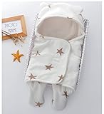 Felimoa くまさんフリース ベビー用 防寒服 ふわふわ あったか おくるみ 新生児 出産祝い (茶色星)