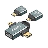 NFHK マイクロ&ミニHDMIからHDMI互換1.4メス 2イン1コンボアダプター 4K@60hz3個セット