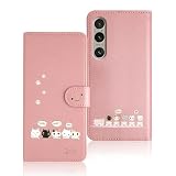 Qribo KYOCERA Kantan Sumaho3 ケース 手帳型 かんたんスマホ3 A205KC ケース かんたんスマホ3 カバー シンプルなのに可愛いデザイン エンボス加工猫柄 うれしい気持ち 6.1インチ対応 かんたんスマホ 3 ケース ワイモバイル かんたんスマホ3 スマホケース 薄型 防水 の耐久性 滑り防止 美しい 贈り物 友達 - ピンク