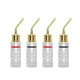 CERRXIAN 曲面、純銅、ハンダフリー、ネジ留め式、2 mmピン型オーディオバナナプラグ、スピーカーケーブルバナナクリッププラグ、スピーカーケーブル端子ブロック、オーディオケーブル端子プラグ、24K 金メッキ スピーカー ターミナル用プラグ 、ピンプラグ(4本セット)