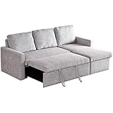 タンスのゲン 3人掛け カウチソファ 【 座面収納付き 】 幅204cm 跳ね上げ式 ソファベッド 肘掛け コーナーソファ ファブリック グレー 31200020 02