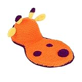 Prettyia 赤ちゃん帽子　新生児ニットかぎ針編みの服　　写真の小道具　　ビーニー　　ギフト　全8様式 - オレンジセット