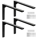 Terafeels L字型 棚受け金具, 棚受けブラケット ,棚うけ 金具, l字金具, 中空デザイン, ネジ付属 (黒 4本 30cm)