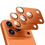 Slopow iPhone 17 Pro 用 カメラ保護フィルム アルミ合金＆9H強化ガラス 全面保護 高透過率 露出オーバー防止 フラッシュ干渉なし 指紋防止 超薄設計 簡単装着 2枚組 オレンジ