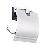 Rovateトイレットペーパーロールホルダーカバー付き、真鍮壁マウントToilet Tissue Dispenser in Single Postハンガーバスルーム洗面所、クローム用 シルバー AX-