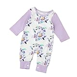 Tonsee ベビー服 可愛い 花柄 カバーオール 長袖 赤ちゃん オーバーオール パジャマ (80)