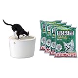 アイリスオーヤマ 上から猫トイレ ホワイト レギュラー + ウッディフレッシュ 猫砂 7L×4袋