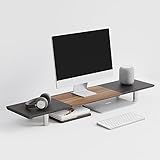 Fenge モニター台 机上台パソコン台 机上ラック 幅100cm 木製天板 高さ調整可能デスクトップ用 机上 モニタースタンド 机上台 pcモニター台 パソコンラック 卓上 収納 整理整頓 G04E1104D