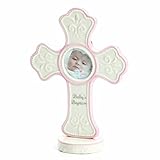 Nat and Jules Baby's Baptism Cross Frame, Pink