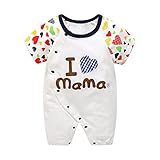 Simple Plan I love mama papa　ベビー　ロンパース 半袖 カバーオール　100%綿製 肌に優しい　肌着 前開き　0~12ヶ月　股下スナップ付き　ハート　ドット (95, ブル