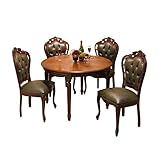 ヴェローナ クラシック ダイニング5点セット (テーブル幅110cm+革張りチェア4脚) [■] 組立設置付き