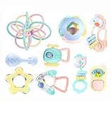 歯の教育用おもちゃを噛んでTeetherハンドベルのおもちゃ新生児のギフトセット赤ちゃん、8個ボトル内+球