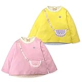 ベビー服 女の子 Tシャツ 長袖 ポシェット風アップリケ ネコプリント ベビー (2.イエロー/95cm)