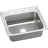 Elkay LR22194 4-Hole Gourmet Lustertone Stainless Steel 22-Inch x 19-1/2-Inch Single Basin Top-Mount