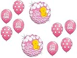 loonballoon It 's A GirlピンクPolka Dots Duck 10ベビーシャワーパーティーマイラーラテックスバルーンセット