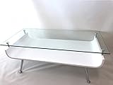 白 曲げ木 ガラステーブル 95ｃｍ センターテーブル 555WH