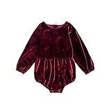 Lutents ベビー服 ロンパース カバーオール ベロア ワインレッド 長袖 可愛い 女の子 カジュアル 快適 着心地良い 歩行服 パジャマ 新生児 出産祝いプレゼント