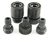 Premium 5 Piece Soft-Touch Water Hose Quick Connector Starter Kit- Male & Female Adapters Included -