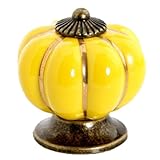 SODIAL(R) 耐久性があるセラミックハンドルプルノブキャビネットカボチャのドアの食器棚引き出しロッカー　黄色