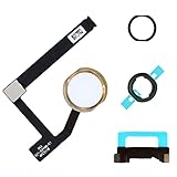 Dedyel iPad Mini 5 2019 7.9インチ A2133 A2124 A2125 A2126 用 ホームボタン交換品（フレックスケーブルコネクター付属）- ホワイト（ゴールドリング）