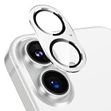 Podick カメラカバー iPhone 16/16 Plus用 カメラ保護 いPhone 16/16 Plus 対応 レンズカバー 全面保護 9H強化ガラス アルミ合金 耐衝撃 キズ防止 高透過率 黒縁取り 露出オーバー防止 防滴 防塵 貼り付け簡単 自動吸着 気泡ゼロ アイフォン16/16プラス レンズフィルム(ホワイト)