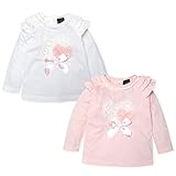 (ホワイト/95cm)ベビー服 女の子 Tシャツ 長袖 Dolly Ribbon ドーリーリボン 3段フリル レース リボン チュールレース装飾 女児 ベビ
