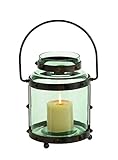 Benzara Metal Glass Lantern with Pointed Studs Design by Benzara