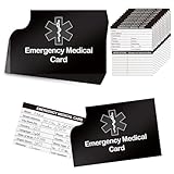 12個パック レッド 状態 緊急連絡先 ウォレット カード 緊急情報カード アラート ウォレット カード ポケットサイズ 薬リスト カード 介護者用 (ブラック)