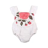 (ラランドリー) laraandlory ローズ花柄 フリル袖 レース 半袖 ロンパース 女の子 (80/6-12ヶ月, ホワイト)