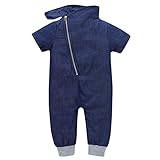 Nice Days（ナイス　ディズ）　 子供服 ロンパース オーバーオール デニム かわいい 子供 ベビー 女の子 男の子 青 (90)