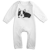 noxidn smwi Baby Infant Romper Sleepingフレンチブルドッグ長袖ジャンプスーツコスチューム、ホワイト カラー: ホワイト