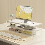 モニタースタンド 二段式 卓上 ディスプレイ台 モニター台 机上台 ノートパソコン・プリンター・iMac・パソコンに適用 耐荷重15kg (ホワイト二段式)
