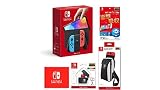 Nintendo Switch(有機ELモデル) Joy-Con(L) ネオンブルー/(R) ネオンレッド+【任天堂ライセンス商品】Nintendo Switch (有機ELモデル)専用有機EL保護フィルム 多機能+ACTIVE BODY for Nintendo Switch ブラック+CARD POD for Nintendo Switch ブラック (【Amazon.co.jp限定】Nintendo Switch ロゴデザイン マイクロファイバークロス 同梱)