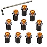 【１０個セット】スクリーンボルト ウェルナット ５mm ボルト 六角レンチ 付き ボルト M5 バイク の ウィンドシールド ウインドスクリーン カウル スクリーン カウルやスクリーンの固定 カヤック オートバイ バイク用 (ゴールド)