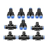 B Baosity 空気圧コネクタ+ボール バルブコネクタ　パイプ径：6mm　10個セット　