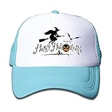 子供 メッシュキャップ 通気性 大人気 スポーツ メッシュハット 魔女 ハロウィン パンプキン かぼちゃ バット 紫外線防止 帽子 カジュアル ストーリート系ライトブルー プリント付き 無地