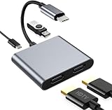 USB Type-C HDMI 変換アダプター デュアル マルチディスプレイアダプタ 3画面出力 4in1 ハブ 2ポート拡張4K PD充電 ドッキングステーション MacBook iPad Pro Galaxy Tab タイプCデバイス対応