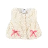 LittleSpring秋冬 かわいい 女の子 ガールズ ピンク ホワイト 蝶結び 毛皮ベスト 暖かい袖なしジャケット アウターウエア ホワイト1-6M