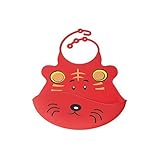 ALEKO sbb03rd汚れ防止防水シリコンフロントポケットよだれかけFun Cartoon Face Feeding Bib ,レッド