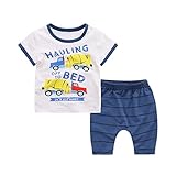 PANCY 子供服 春夏 コットン Ｔシャツ 短パン 上下セット 男の子 女の子 かわいい 動物プリント 白(車柄,130cm)