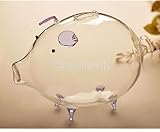 ガラスPiggy Bank Pigコイン保存お金ボックス&現金子供ギフト保存ボックス