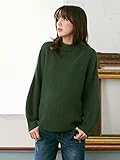 Angeliebe エンジェリーベ マタニティー 授乳 しやすい 片畦 ボトルネック ボリューム スリーブ ニット 妊婦服 産前 産後 長袖 セーター トップス フリー ダークグリーン 22245 2