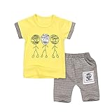 Cutelove 子供服 Tシャツ Tシャツ＆パンツ 上下セット 可愛い柄 半袖 ショートパンツ 格子柄 男の子 赤ちゃん 夏 カジュアル
