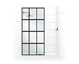 GRIDSCAPEシリーズ工場格子シャワー画面[ in。横幅X in。高さ] in with強化ガラス| Coastalシャワードア 39 in. [W] x 80 in. [H] ブラック GS1P