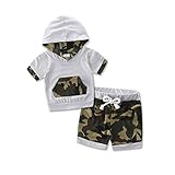 SCFLIFE 2PCS赤ちゃん半袖フード付きTシャツカモフラージュショートパンツユニセックス子供服セット (70cm)
