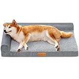 Patas Lague 犬 ベッド 冬 ペット Lデザイン 柔らか 犬用ベッド 暖かい ペットベッド 小型犬 中型犬 猫 クッション 枕付き 防水 洗える 取り外せるカバー 滑り止め 通気性 高反発 76cm*51cm グレー