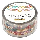 ワールドクラフト マスキングテープ キラキラクリアテープ ゴールド箔 幅20mm Paper garland KCT20-011